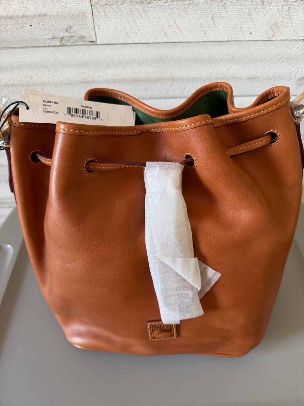 NWT Dooney & Bourke Florentine Drawstring Bag - Natural – Style 8L1961